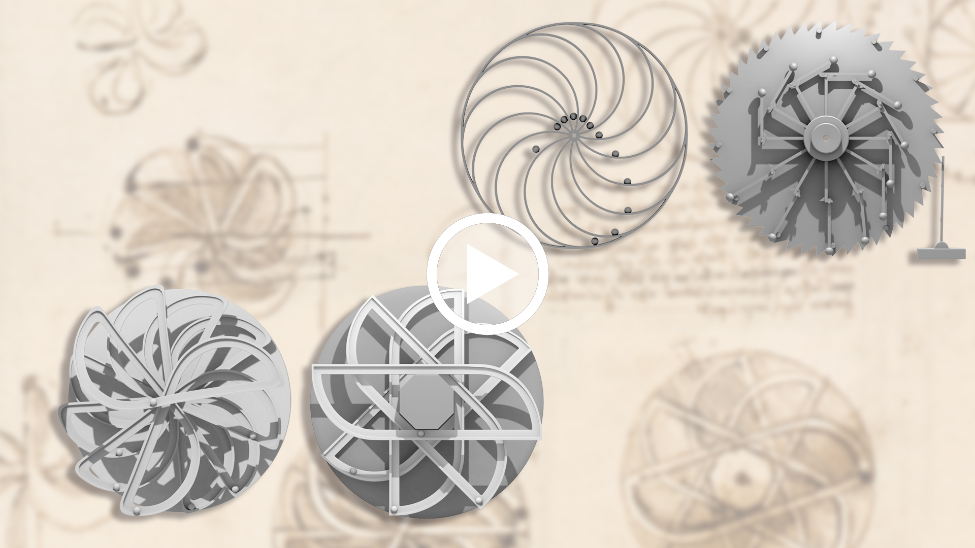 video Leonardo da Vinci, Studies for the design of a perpetual wheel, CA 1062r